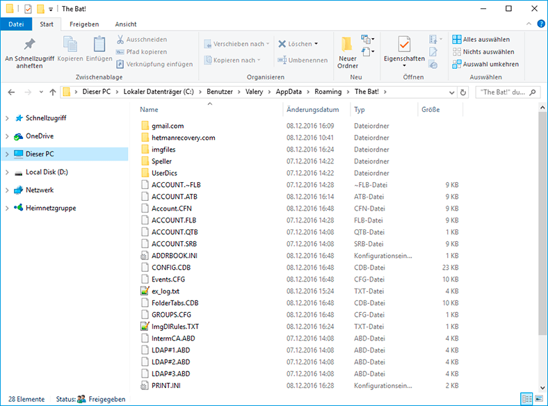 Data of The Bat is saved to folder C:UsersBenutzernameAppDataRoamingThe Bat! Data of The Bat is saved to folder C:UsersBenutzernameAppDataRoamingThe Bat!
