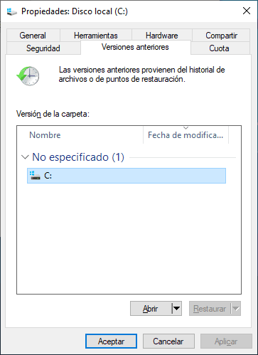 Restaurar versiones anteriores Restaurar versiones anteriores
