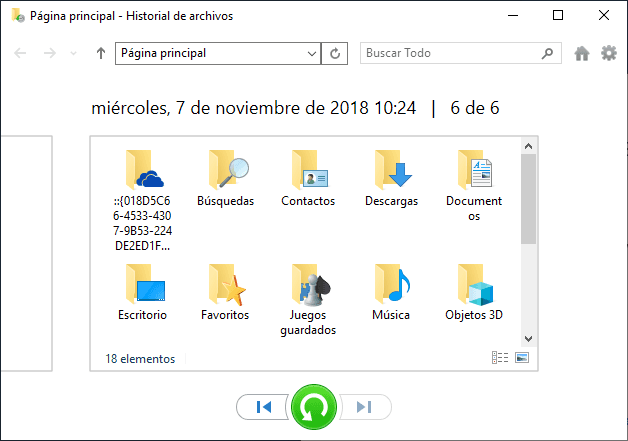Restaurar a la ubicación inicial Restaurar a la ubicación inicial