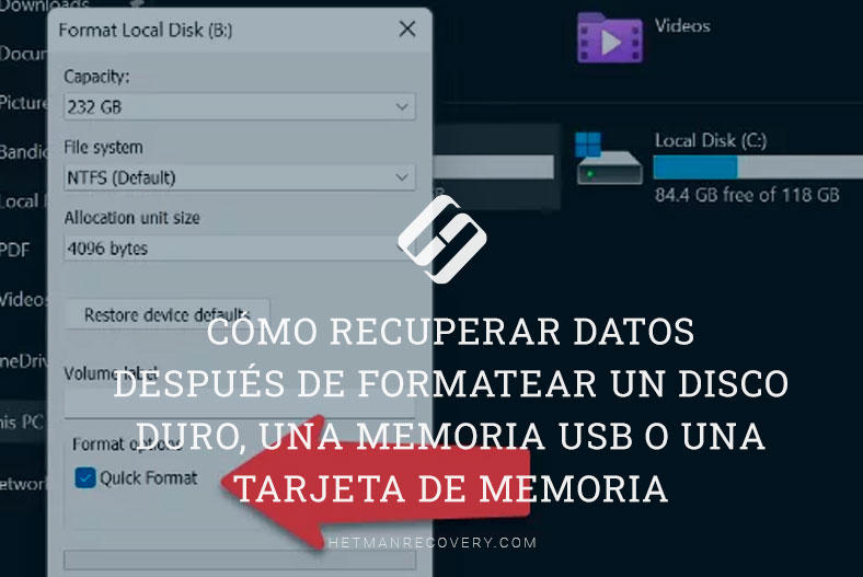 Recuperar datos tras formatear disco, USB o tarjeta de memoria