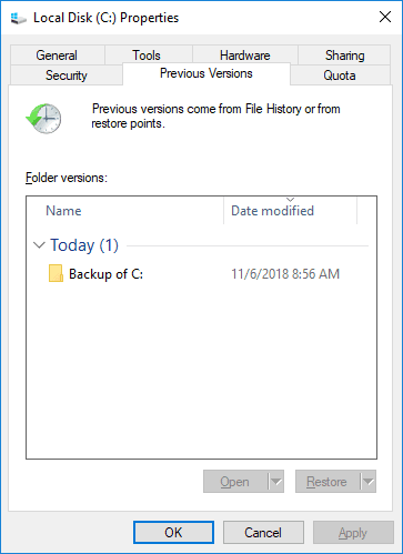 Restaurer les versions précédentes Restaurer les versions précédentes
