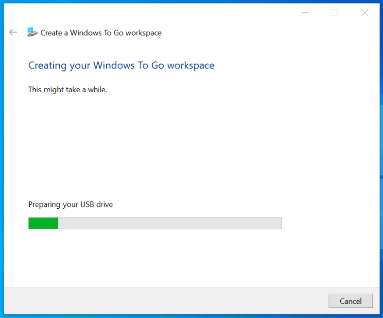 Creación de un espacio de trabajo Windows To Go Creación de un espacio de trabajo Windows To Go