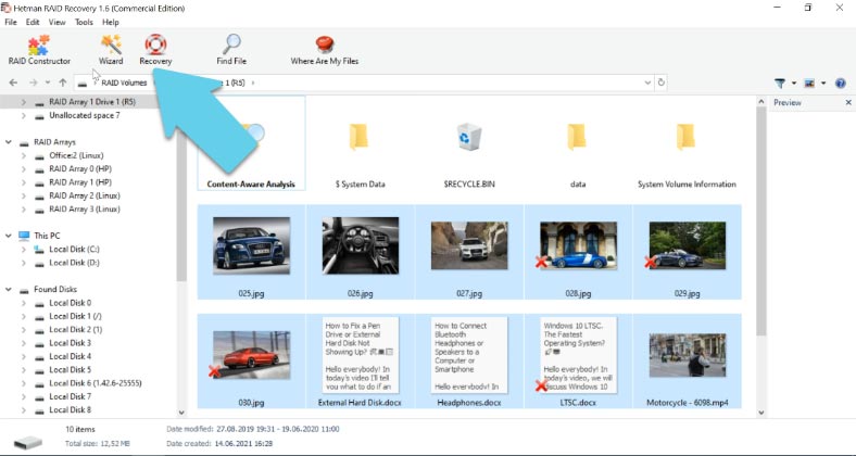 The program has found all data remaining on the disk array without difficulty - even the files which were removed The program has found all data remaining on the disk array without difficulty - even the files which were removed