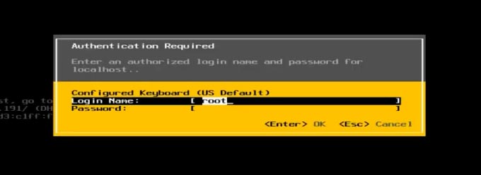Introduzca el nombre de usuario y la contraseña como root Introduzca el nombre de usuario y la contraseña como root