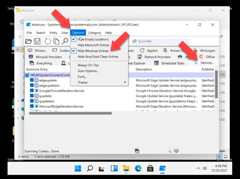 Hide Windows Entries Hide Windows Entries