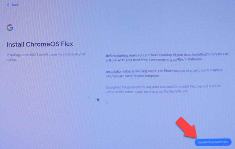 Instalación de ChromeOS Flex en el PC Instalación de ChromeOS Flex en el PC
