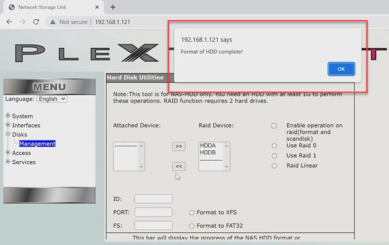 Plextor XStore NAS benachrichtigen, dass ein RAID zusammengestellt wurde Plextor XStore NAS benachrichtigen, dass ein RAID zusammengestellt wurde