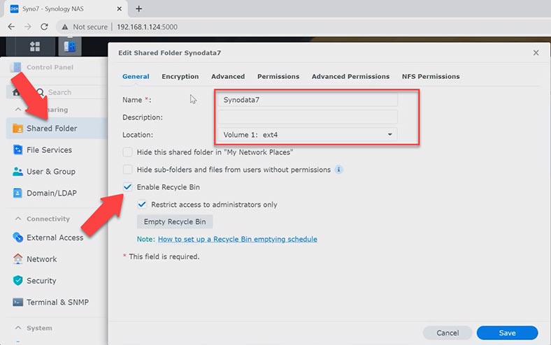 تمكين ميزة Enable Recycle Bin تمكين ميزة Enable Recycle Bin