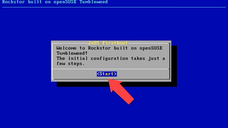 Rockstor NAS welcome screen Rockstor NAS welcome screen