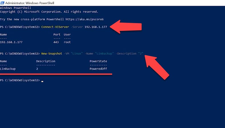 Erstellen eines Snapshots einer virtuellen Maschine über PowerCLI Erstellen eines Snapshots einer virtuellen Maschine über PowerCLI