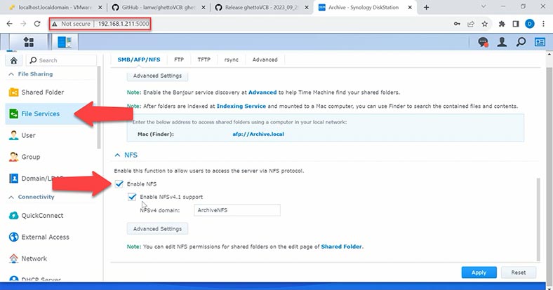 NFS-Verbindung auf Synology NAS NFS-Verbindung auf Synology NAS