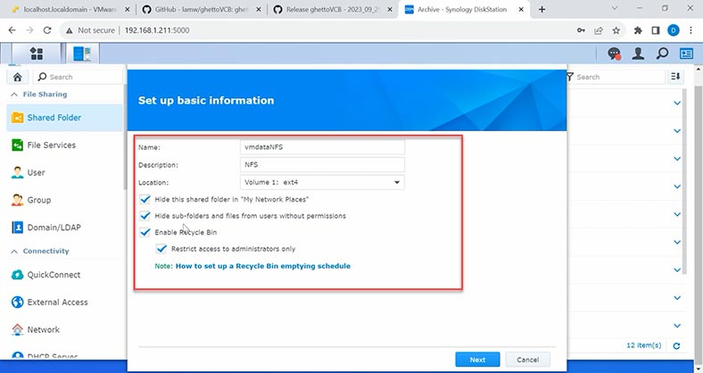 Erstellen eines neuen Synology NAS-Netzwerkordners Erstellen eines neuen Synology NAS-Netzwerkordners