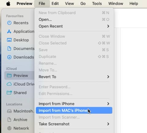 Utilidad Preview: Archivo - Importar desde iPhone Utilidad Preview: Archivo - Importar desde iPhone