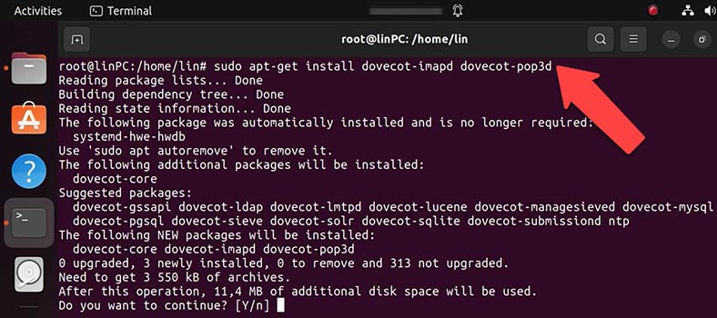 Встановити сервіс Dovecot Встановити сервіс Dovecot