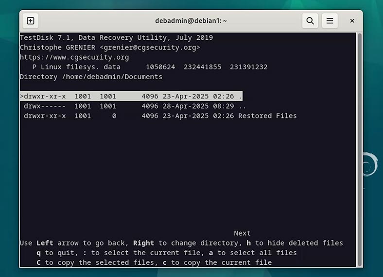 TestDisk: розділи Debian TestDisk: розділи Debian