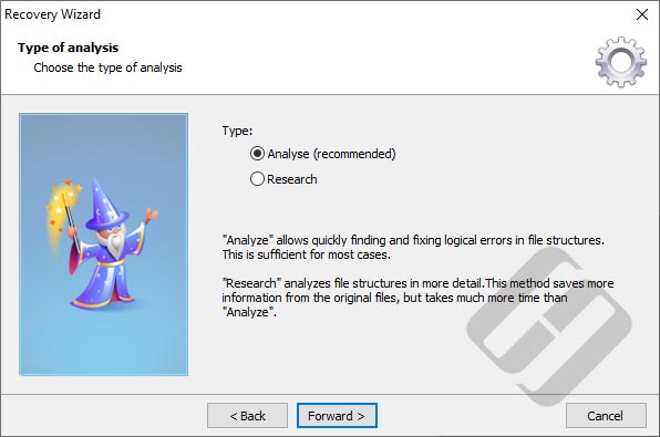 Hetman File Repair: Тип анализу