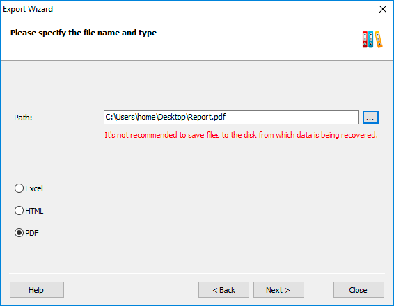 Hetman Internet Spy:Export file type